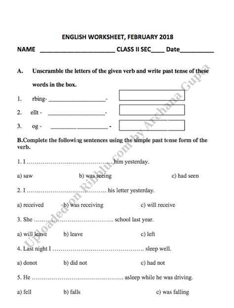 Cbse Class 2 English Worksheets For Free In Pdf Format