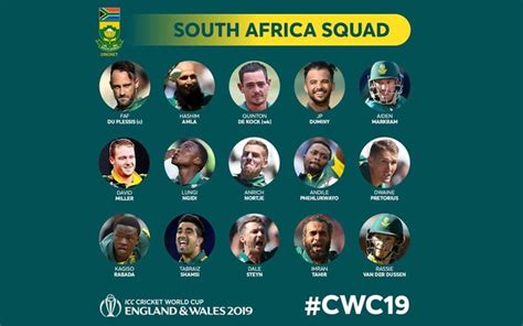 Check spelling or type a new query. South Africa Cricket Team Squad For 2019 Cricket World Cup - Worldcupupdates.org