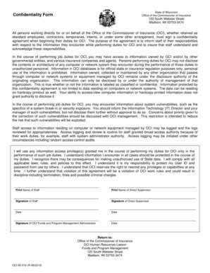 Fillable Online B. OCI Confidentiality Form - VendorNet Fax Email Print - PDFfiller
