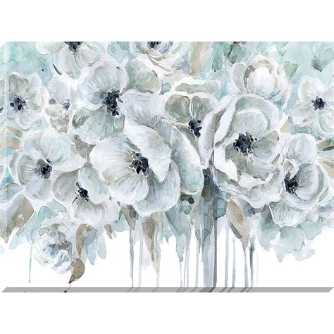 Teal Floral Canvas Wall Art 30x40