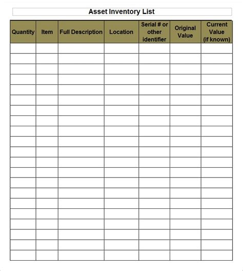 Asset Inventory Templates Free Excel Pdf Documents Download