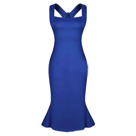Blue Sexy Dress Bandage Bodycon Women Dresses Party Plus Size XL XXL