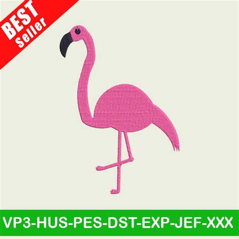 Flamingo Bird Embroidery Designs Flamingo Embroidery Files Pink