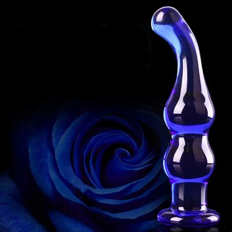 Blue Anal Beads Plug Stimulating Crystal Glass Dildo Penis Anal Sex Toys For Women Female