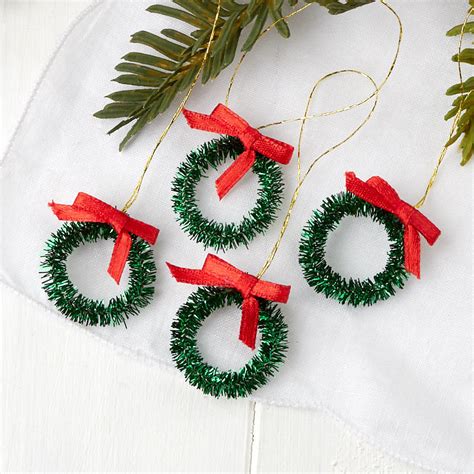 Miniature Green Tinsel Christmas Wreaths Christmas Miniatures