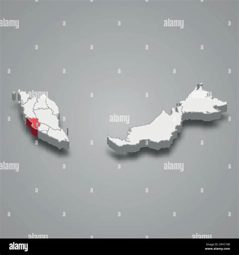 Selangor State Location Within Malaysia 3d Isometric Map Stock Vector