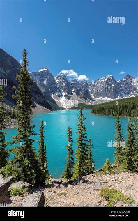Beautiful Moraine Lake In The Canadian Rockies Stock Photo Alamy