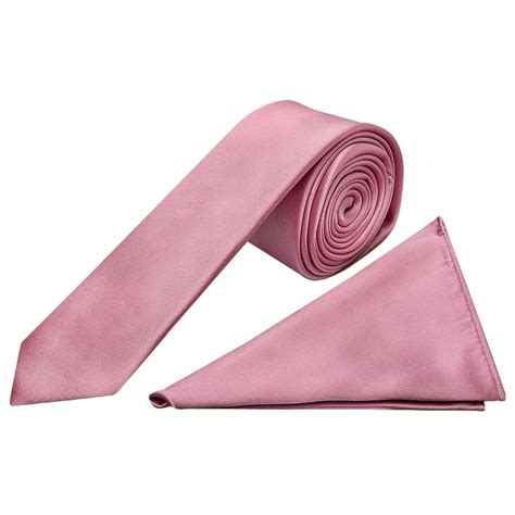 Dusty Pink Satin Tie And Handkerchief Set
