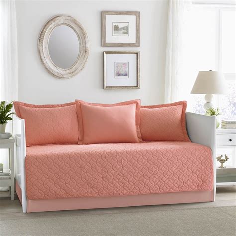 Laura Ashley Solid Coral Pink Daybed Set Daybed Daybed Sets