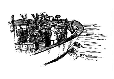 Lobster Boat Drawing By Bill Tomsa Pixels