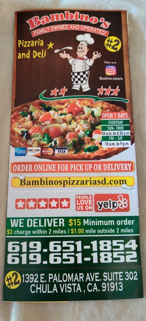 bambino s pizza and deli 2 menu chula vista ca 91913
