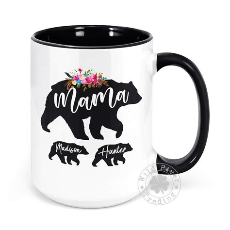 Mama Bear And Cubs Coffee Mug Personalized Mom Cup Cute T Etsy