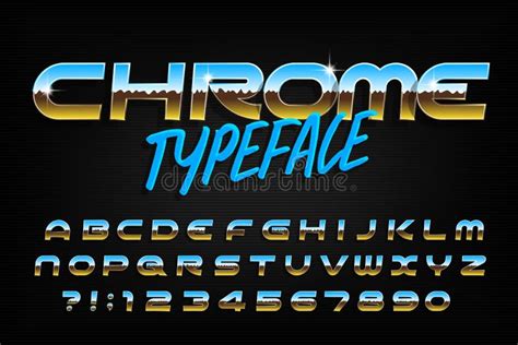 Chrome Alphabet Font Chrome Effect Modern Letters And Numbers Stock