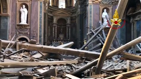 Roof Of Historic Rome Church San Giuseppe Dei Falegnam Collapses