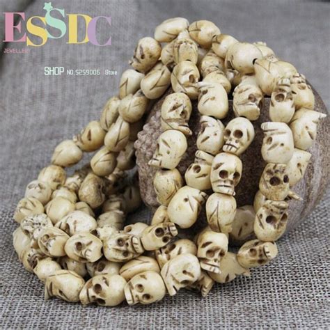 wholesale hand carved natural yak bone skull 108 mala diy beads jewelry accessories tibetan
