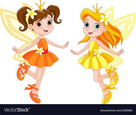 Two Cute Fairies Royalty Free Vector Image Vectorstock