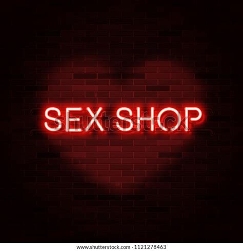 Sex Shop Logo Neon Realistic Text Stock Vector Royalty Free
