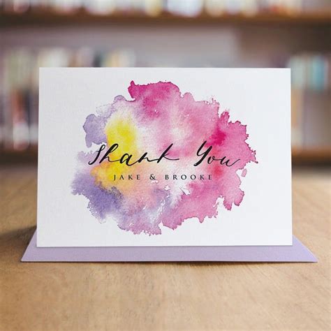 Personalized Thank You Note Card Set Watercolor Thank You Etsy