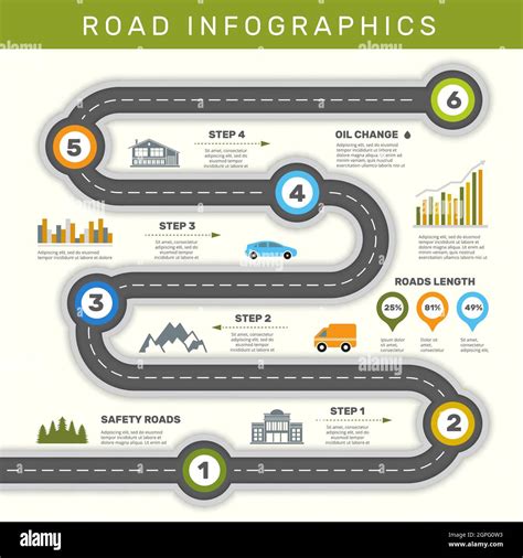 Road Infographic Timeline With Point Map Business Workflow Graphic