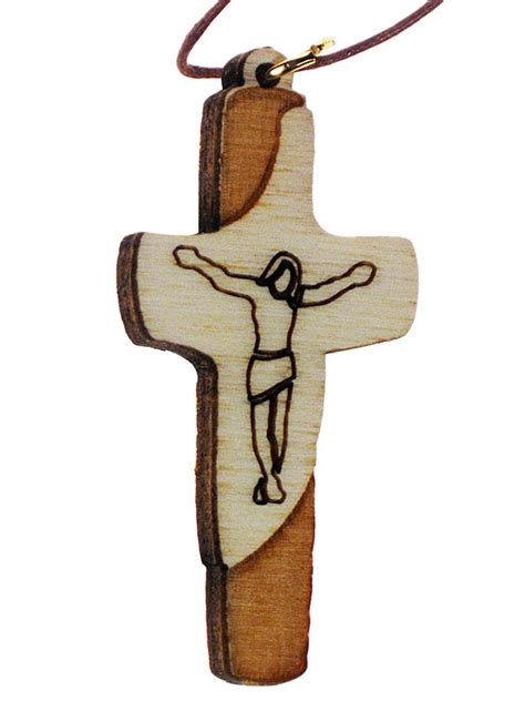 Chi lavora con le sue mani è un lavoratore. Mini croce di San Francesco con laccio, inciso a laser, in legno, Ciondoli e crocette piccole da ...