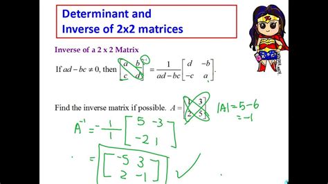 Find Determinant and inverse of 2x2 Matrix - YouTube