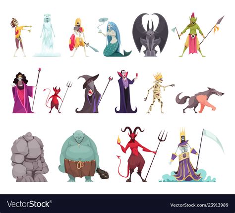 Evil Characters Fantasy Set Royalty Free Vector Image