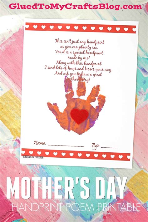 The holiday was founded in 1908 by anna jarvis. Handprint Mother's Day Poem Printable - Glued To My Crafts