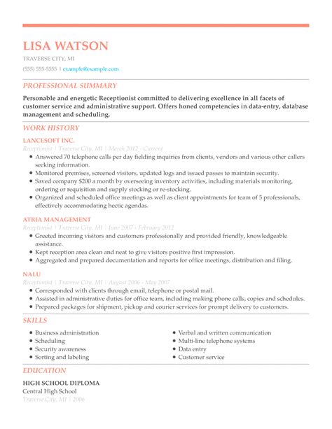 Name surname address mobile no/email. Check Out Our Receptionist Resume Example 10+ Skills to Add
