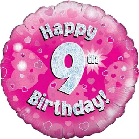 Happy 9th Birthday Pink 18 Foil Helium Balloon