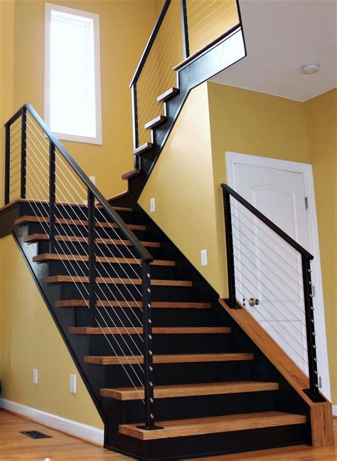 Cable Rail For Interior Wood Stairs Great Lakes Metal Fabrication