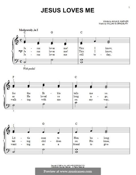 Jesus Loves Me By Wb Bradbury Sheet Music On Musicaneo