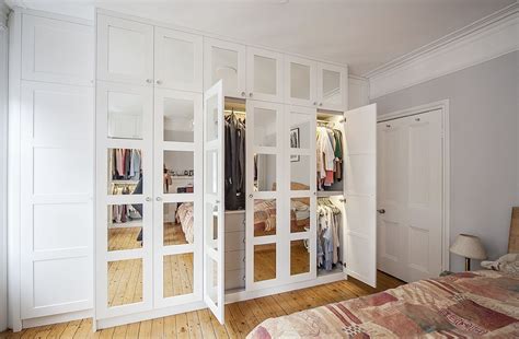 Spray Painted Mirrored Shaker Style Doors And Alcove Cupboards Hornsey