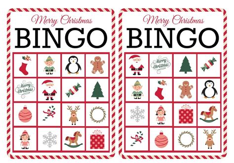 Two Colorful Christmas Bingo Cards Christmas Bingo Printable