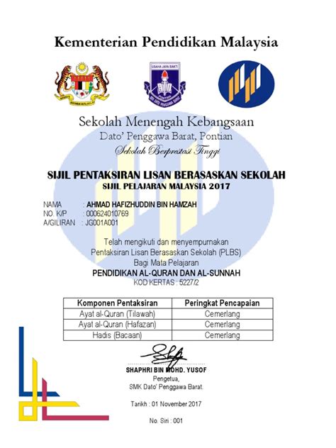 Share & embed sijil spm 2013. Sijil Plbs Pqs Spm 2017