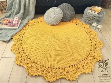 Handmade Crochet Rug Doily Rug Round Rug Crochet Teppiche Etsy In