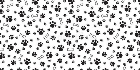 Dog Bone Seamless Pattern Vector Dog Paw Doodle Isolated Wallpaper