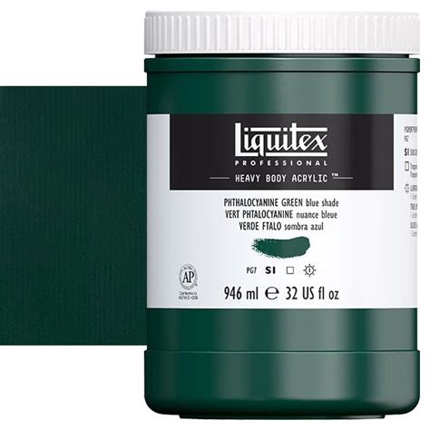Liquitex Heavy Body Acrylic Phthalocyanine Green Blue Shade 32oz