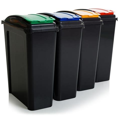 Buy 25lt Slim Plastic Recycling Bin With Lid Slate Base