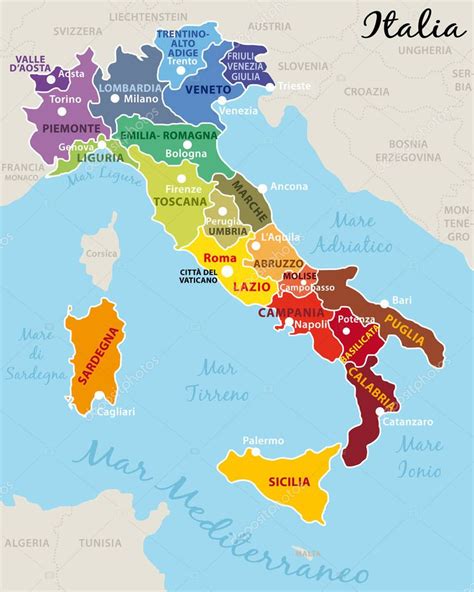 Home / maps of italy. Beautiful Colorful Map Italy Italian Regions Capitals ...