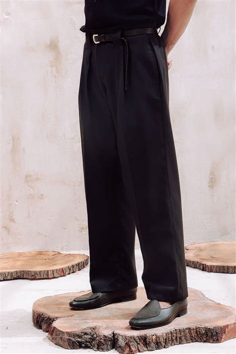 Black Wide Fit Portobello Trousers Zed