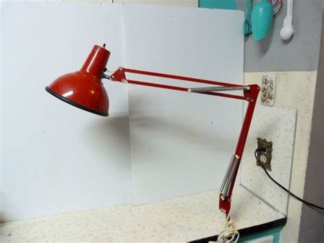 Vintage Luxo Bright Red Task Lamp Clamp On Luxo Tension Task Etsy