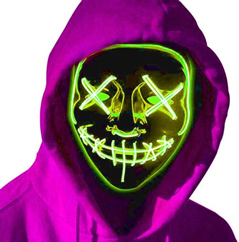 folme halloween mask led mask light up halloween masks costume led glow scary neon mask for