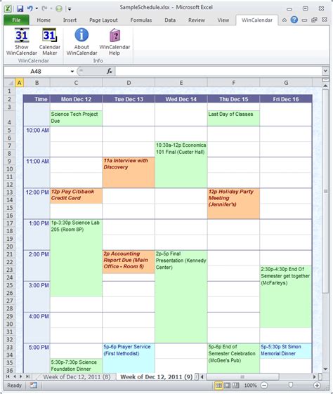 Weekly Appointment Calendar Excel Excel Templates