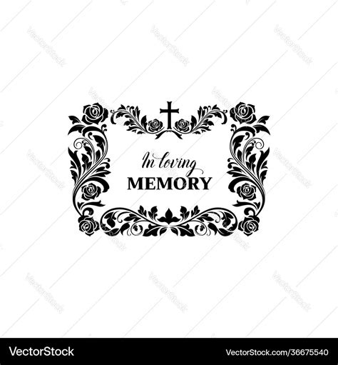 Funeral Floral Frame Flowers Border Obituary Card Vector Image