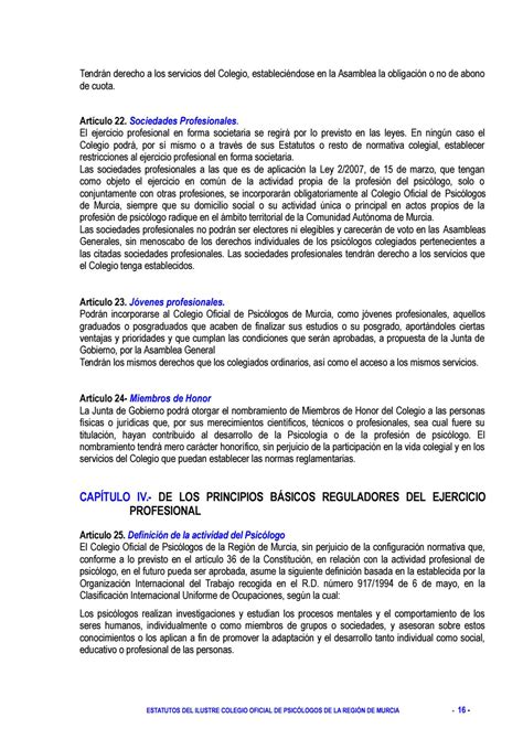 Estatutos Colegio Psicólogos Región De Murcia By Colegio Oficial De Psicología De La Región De