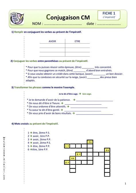 Les corrections se trouvent en bas de page. Exercice Francais Cm1 A Imprimer Gratuit - Auberge tout ...