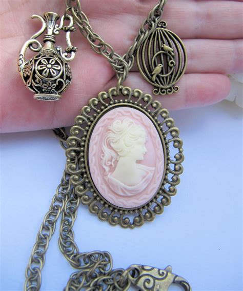 Vintage Style Large Pink Cameo Necklace Romantic Jewelry On Luulla
