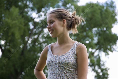 Teenage Girl Standing In Park Stock Image F0045093 Science Photo
