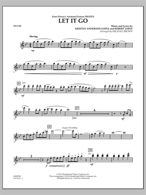 Let It Go From Frozen Flute Sheet Music Michael Brown Concert Band