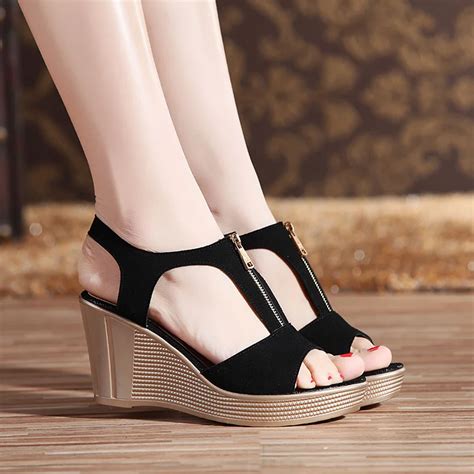 Nice Women Sandals Open Toe Ladys Wedges Sandals Summer Genuine